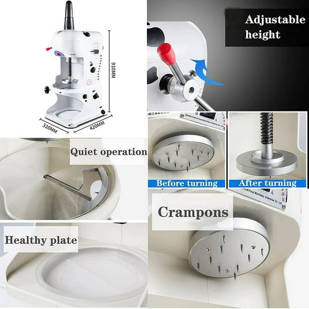 Sunzone A-288 Commercial Ice Shaver 350W 198lbs/h Electric Snow Cone Maker with Adjustable Ice Texture Ice Crusher Smoothie Machine Slush Machine Ice Cream Smooth Cocktail 110V