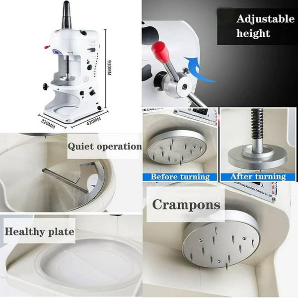 Sunzone A-288 Commercial Ice Shaver 350W 198lbs/h Electric Snow Cone Maker with Adjustable Ice Texture Ice Crusher Smoothie Machine Slush Machine Ice Cream Smooth Cocktail 110V