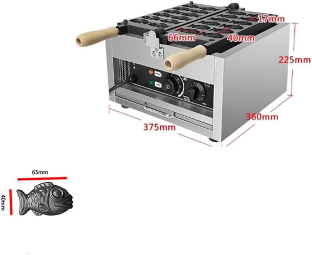 Sunzone 1101Y Commercial 12pcs mini Fish Shape Waffle Snack Making Machine Korean Japanese Taiyaki Electric Waffle Maker (110v)