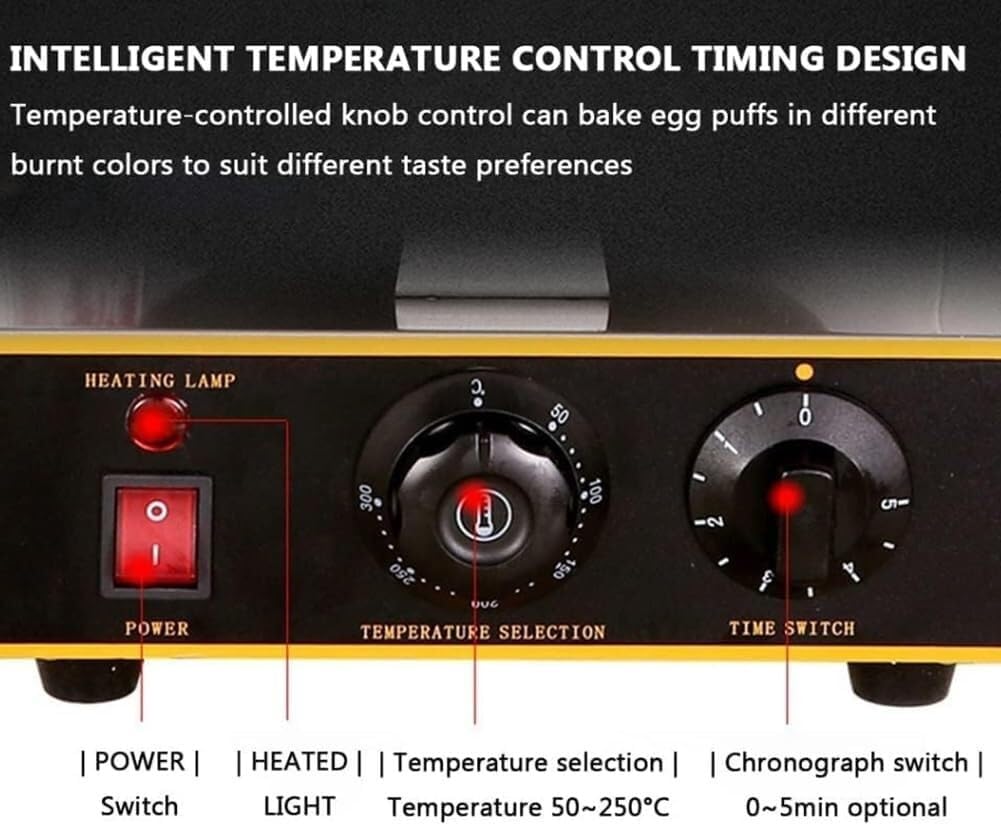 Sunzone VCN-2A Electric waffle maker, commercial ice cream cone maker, temperature and time control, for cones or omelets(Double Head)