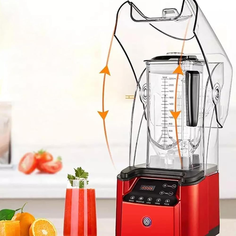 Sunzone K31 2200W Soundproof Cover Blender, 2.2L Smoothies Blender, Fruit Juice Smoothie Maker with Smart Touch Screen, Removable Sound Insulation Cover, for Restaurants, Hotels, Homes, Parties