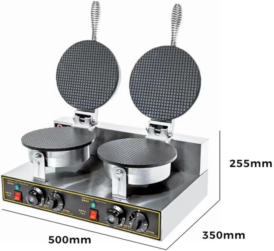 Sunzone VCN-2A Electric waffle maker, commercial ice cream cone maker, temperature and time control, for cones or omelets(Double Head)