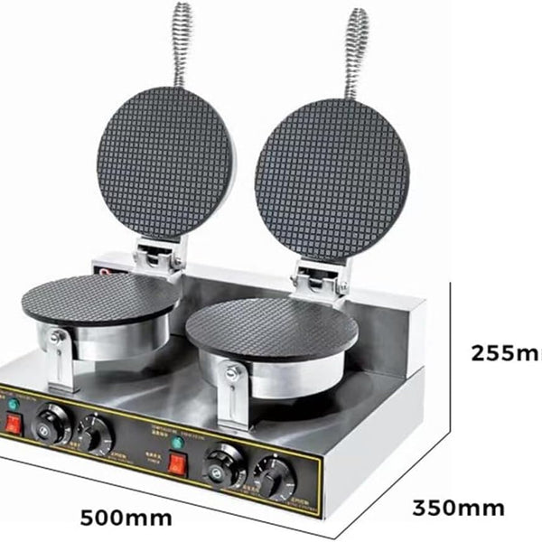 Sunzone VCN-2A Electric waffle maker, commercial ice cream cone maker, temperature and time control, for cones or omelets(Double Head)