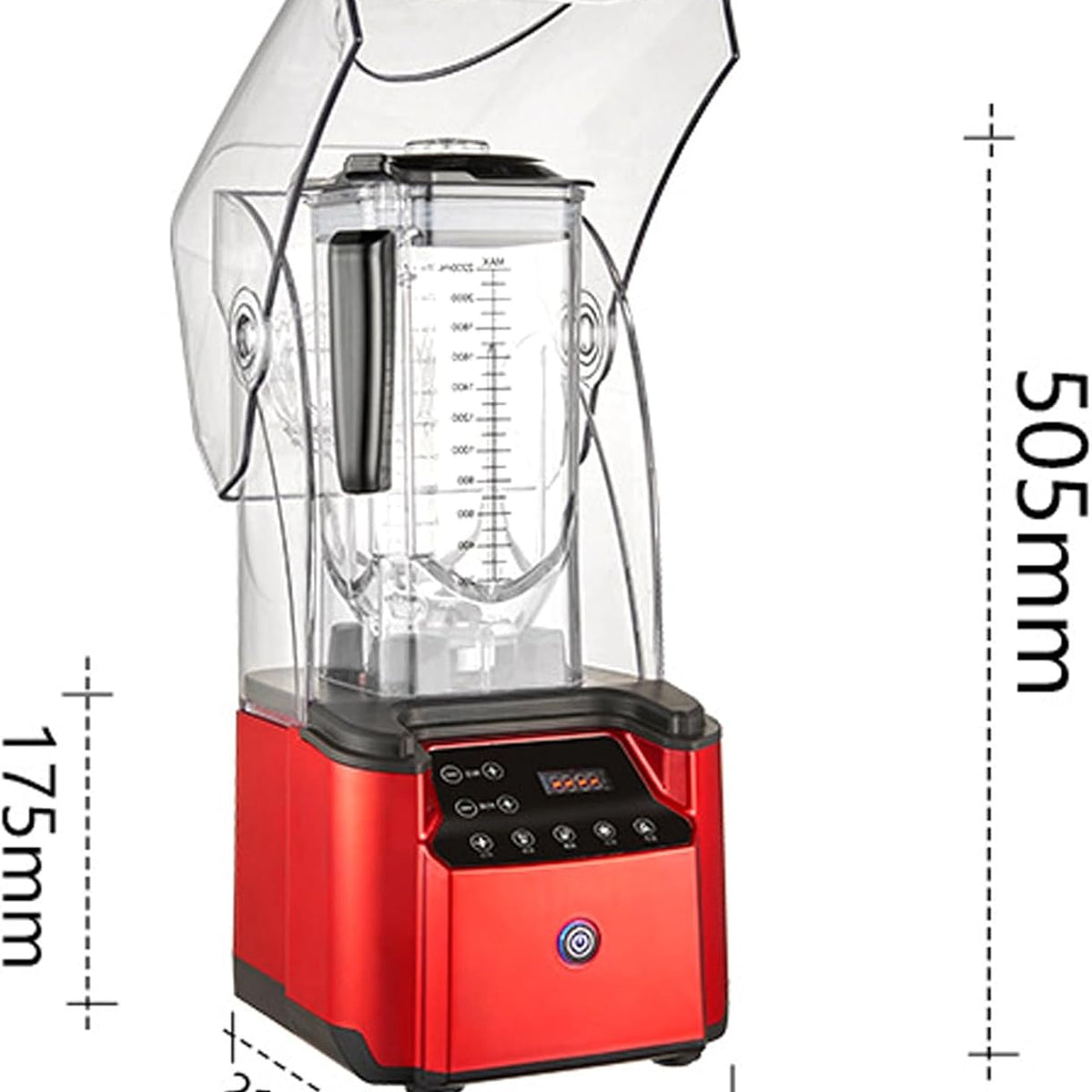 Sunzone K31 2200W Soundproof Cover Blender, 2.2L Smoothies Blender, Fruit Juice Smoothie Maker with Smart Touch Screen, Removable Sound Insulation Cover, for Restaurants, Hotels, Homes, Parties