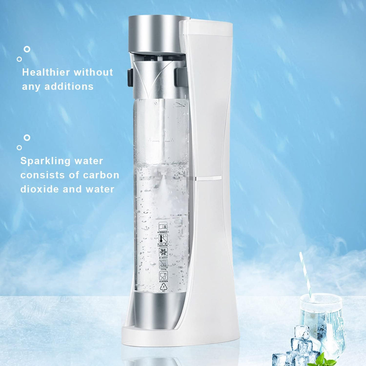 Sunzone XP-012 Sparkling Water Maker with Fruit Infuser - Portable Premium Carbonation Machine for Restaurants, Kitchens, Bars - No Battery Required (A)