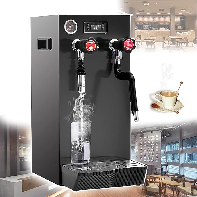 Sunzone AK-08Z Commercial Milk Frother, Automatic Steam Boiling Water Machine, with LED Display, for Coffee/Tea Shop