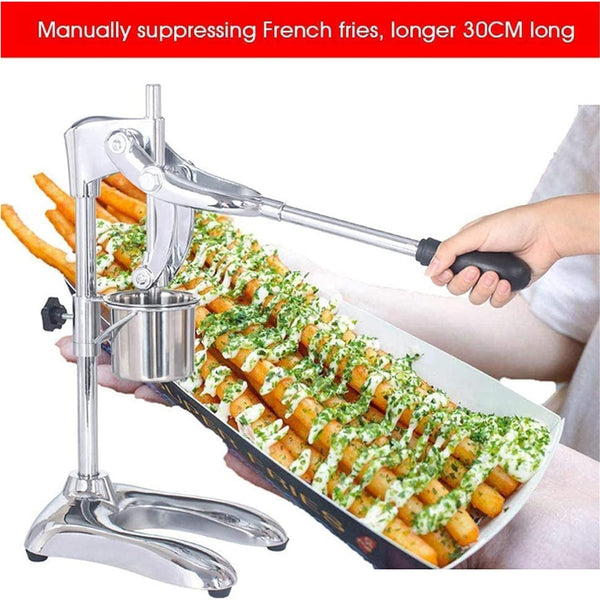 Sunzone WPF-L01 Manual Long French Fries Maker Machine Stainless Steel 30cm Potato Strips Machine Fried Chips Squeezer Extruder 12 Holes,DIY Tools(Long Fries Extruder)
