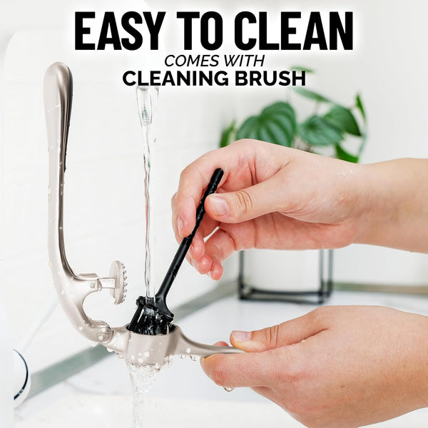 Sunzone D5441  Premium Garlic Press Set - Rust Proof & Dishwasher Safe Professional Garlic Mincer Tool - Easy-Squeeze, Easy-Clean with Soft, Ergonomic Handle - Silicone Garlic Peeler & Brush (Silver)