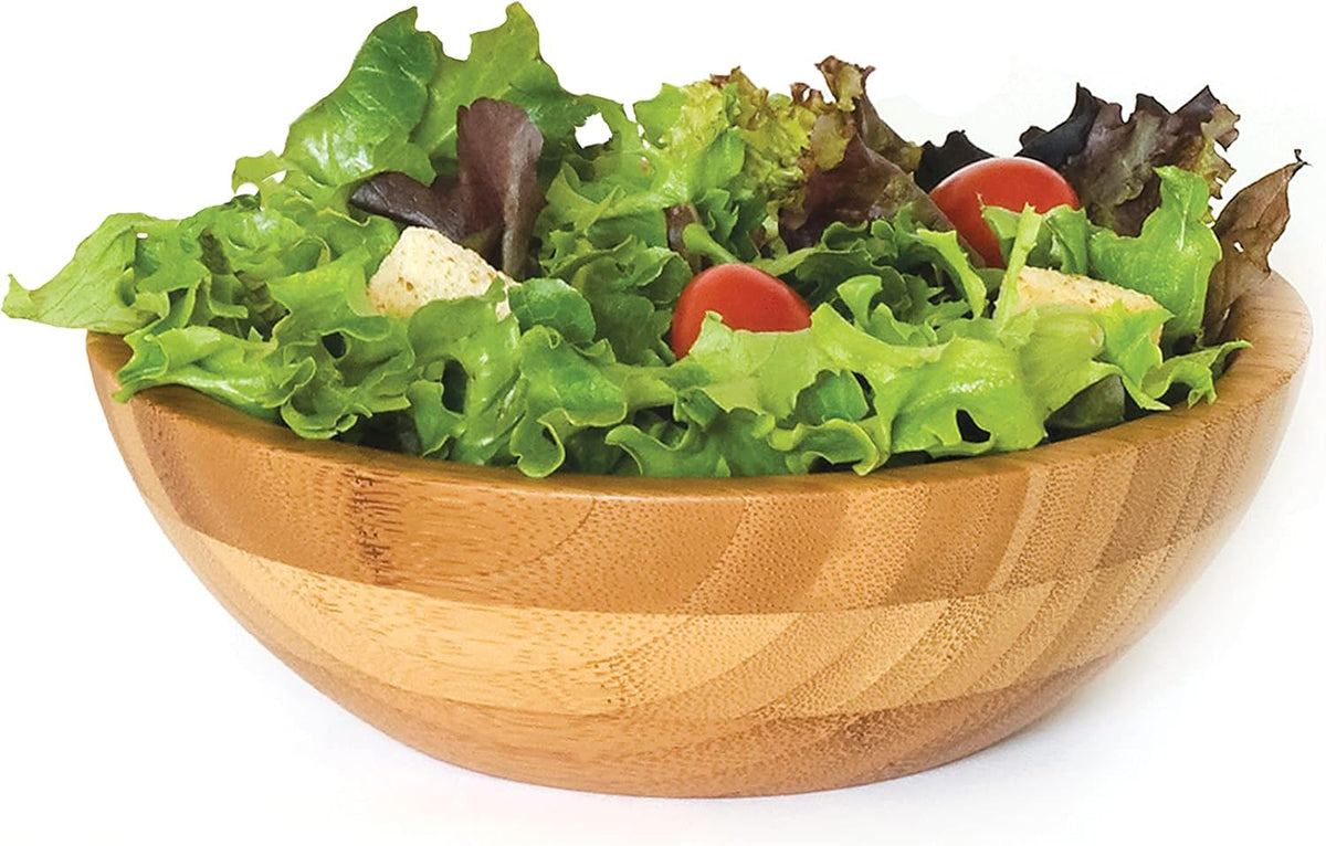 Sunzonel E-214 Bamboo Wood Salad Bowl, Small, 7" Diameter x 2.25" Height, Single Bowl
