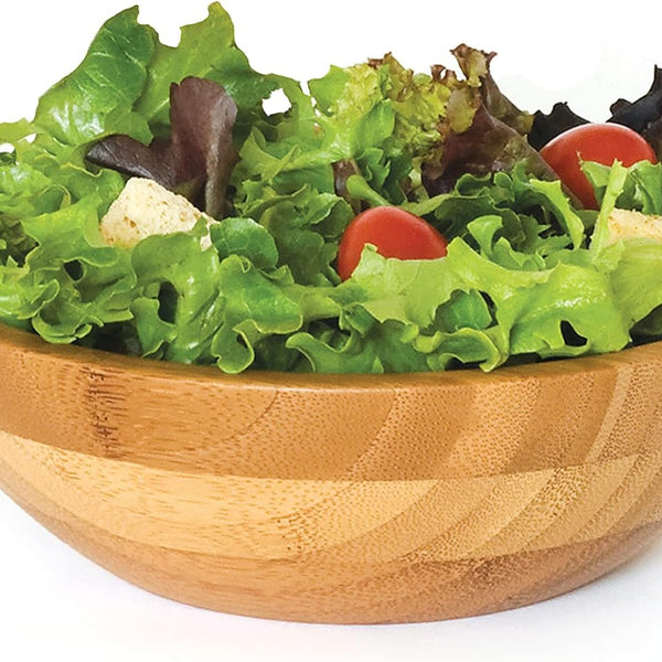Sunzonel E-214 Bamboo Wood Salad Bowl, Small, 7" Diameter x 2.25" Height, Single Bowl