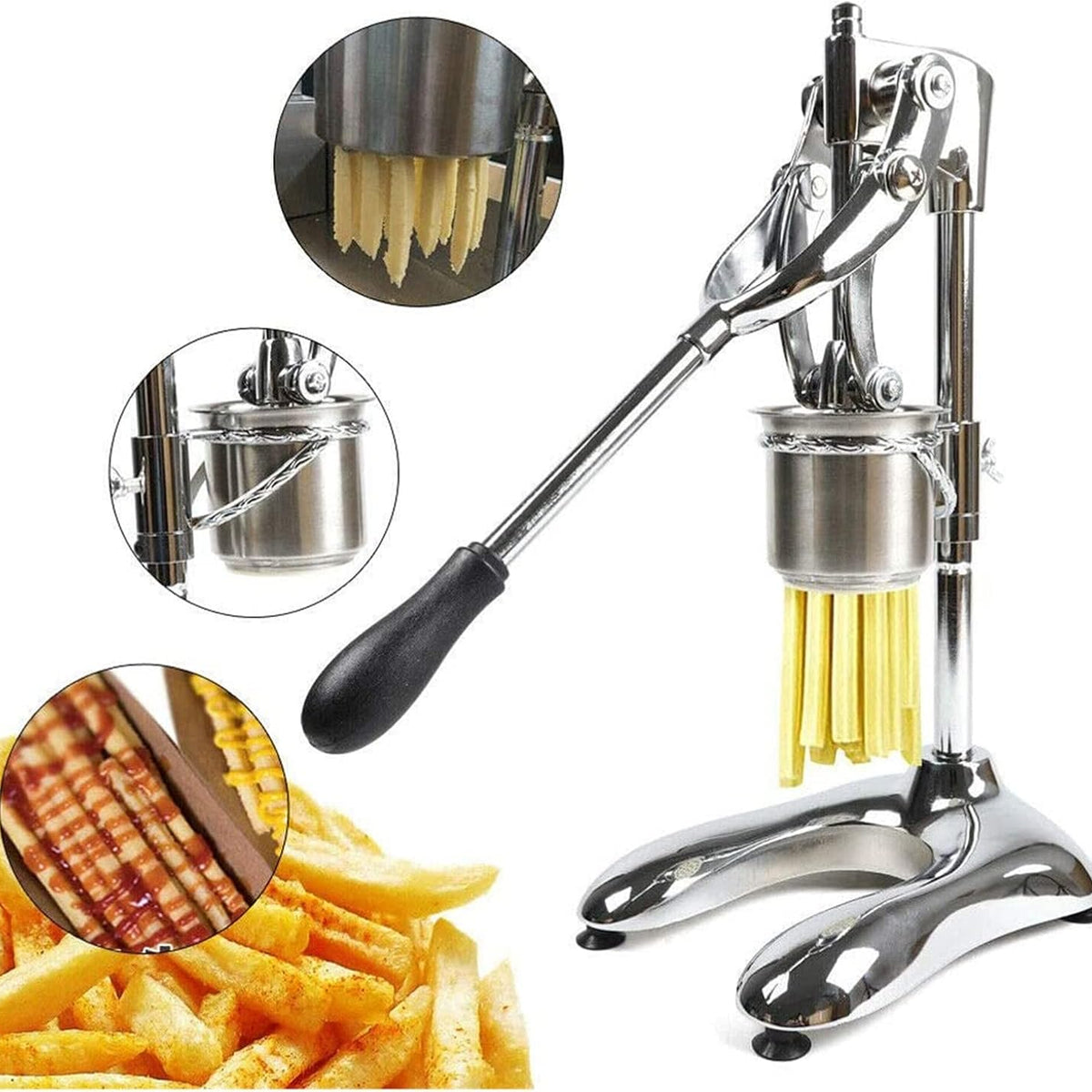 Sunzone WPF-L01 Manual Long French Fries Maker Machine Stainless Steel 30cm Potato Strips Machine Fried Chips Squeezer Extruder 12 Holes,DIY Tools(Long Fries Extruder)