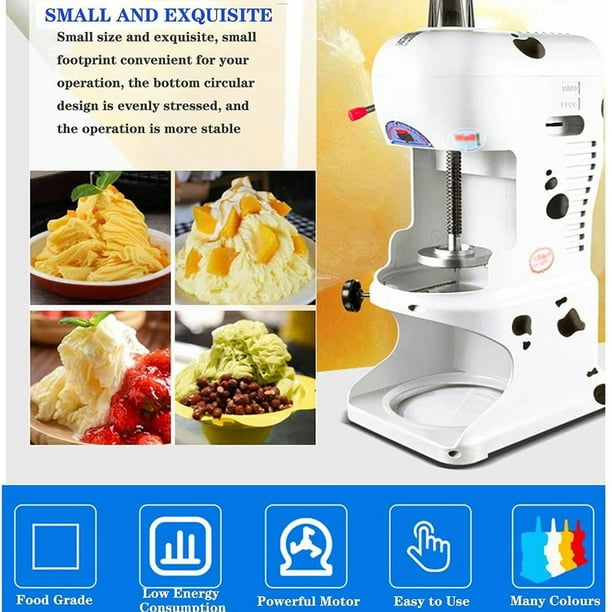Sunzone A-288 Commercial Ice Shaver 350W 198lbs/h Electric Snow Cone Maker with Adjustable Ice Texture Ice Crusher Smoothie Machine Slush Machine Ice Cream Smooth Cocktail 110V