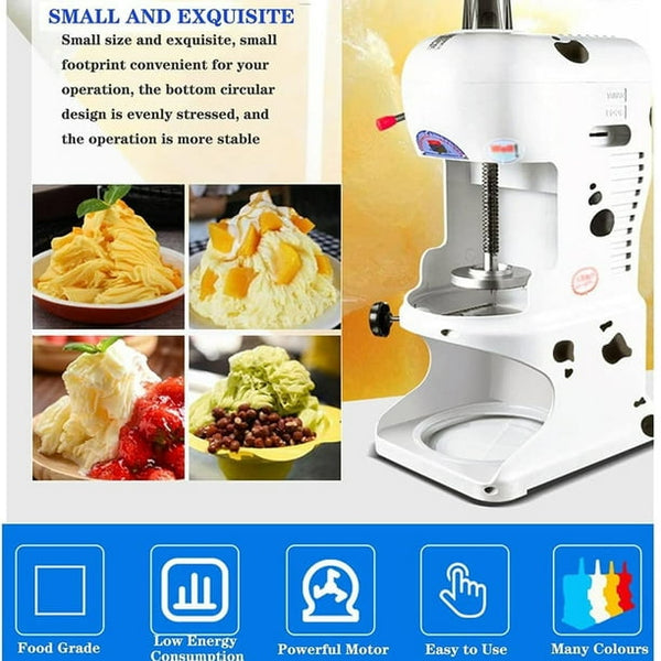 Sunzone A-288 Commercial Ice Shaver 350W 198lbs/h Electric Snow Cone Maker with Adjustable Ice Texture Ice Crusher Smoothie Machine Slush Machine Ice Cream Smooth Cocktail 110V