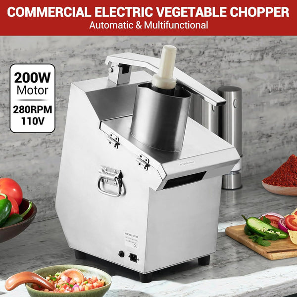 Sunzone J23A Commercial Food Processor,food Chopper With 3mm/4mm/7mm Shred And 2mm/4mm Slice, Stainless Steel Electric Vegetable Slicer For Hotel Kitchen Restaurant