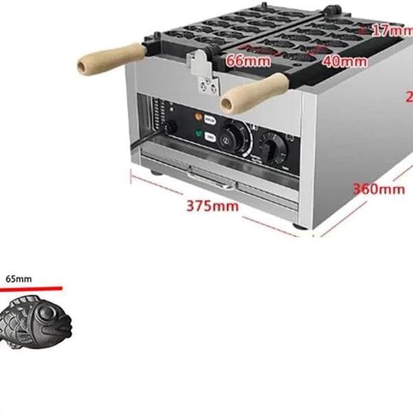 Sunzone 1101Y Commercial 12pcs mini Fish Shape Waffle Snack Making Machine Korean Japanese Taiyaki Electric Waffle Maker (110v)