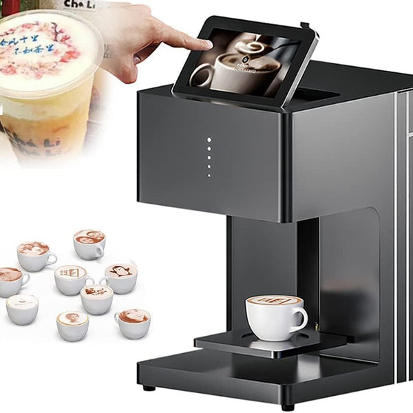 Sunzone EB-PRO Food-Grade Coffee Latte 3D Art Printer, Automatic Milk Digital Multi-Colored Inkjet Printer, DIY Decoration Maker, WiFi Photo Printing Touch Screen Display, Suitable for Dessert Tea Cake,Black