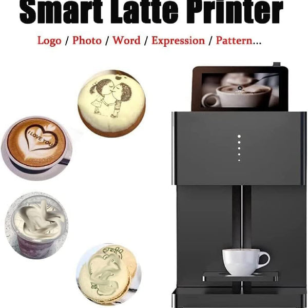 Sunzone EB-PRO Food-Grade Coffee Latte 3D Art Printer, Automatic Milk Digital Multi-Colored Inkjet Printer, DIY Decoration Maker, WiFi Photo Printing Touch Screen Display, Suitable for Dessert Tea Cake,Black
