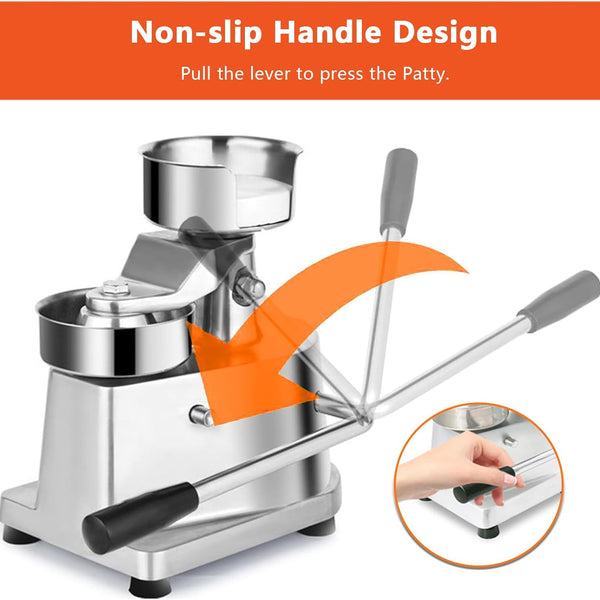 Sunzone A-100 Hamburger Press, Non-Stick Hamburger Patty Maker with Greaseproof Papers, Stainless Steel Burger Press Machine, Aluminum Burger Maker for Kitchen BBQ Grill,6"(150mm)