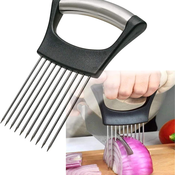 Sunzone D141 Stainless Steel Onion Holder for Slicing,Onion Slicer Holder,Onion Cutter for Slicing of Onions,Tomatoes,Avocados,Eggs and Other Vegetables,KItchen Utensils