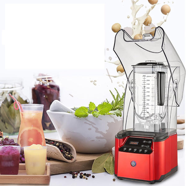 Sunzone K31 2200W Soundproof Cover Blender, 2.2L Smoothies Blender, Fruit Juice Smoothie Maker with Smart Touch Screen, Removable Sound Insulation Cover, for Restaurants, Hotels, Homes, Parties