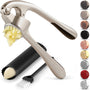 Sunzone D5441  Premium Garlic Press Set - Rust Proof & Dishwasher Safe Professional Garlic Mincer Tool - Easy-Squeeze, Easy-Clean with Soft, Ergonomic Handle - Silicone Garlic Peeler & Brush (Silver)