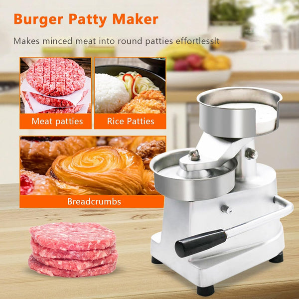Sunzone A-100 Hamburger Press, Non-Stick Hamburger Patty Maker with Greaseproof Papers, Stainless Steel Burger Press Machine, Aluminum Burger Maker for Kitchen BBQ Grill,6"(150mm)