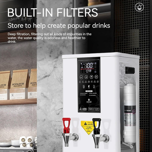 Sunzone BT-01 60L/H Commercial Electric Hot Water Dispenser with Built-in Water Purifier - LCD Touchscreen, Auto Boiling, Ideal for Restaurants, Cafes, Offices (Color : Black, Size : 110V)