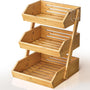 Sunzone C-2441 Bamboo Fruit Basket 3-Tier - Premium Produce Basket for Kitchen w/ 2 Hangers - Durable & Easy to Assemble Stand for Countertop - Perfect Holder for Vegetables, Bread, Snacks & More