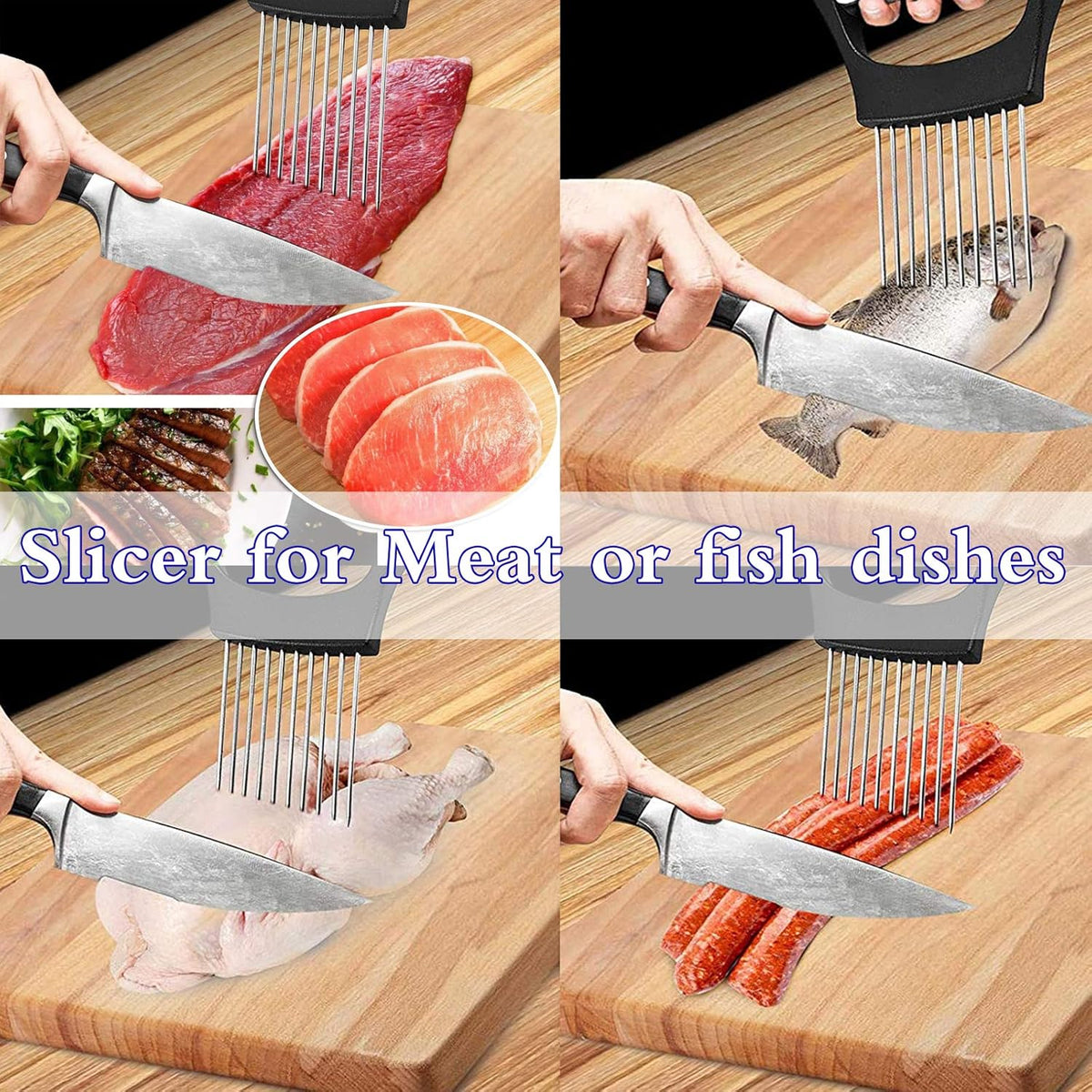 Sunzone D141 Stainless Steel Onion Holder for Slicing,Onion Slicer Holder,Onion Cutter for Slicing of Onions,Tomatoes,Avocados,Eggs and Other Vegetables,KItchen Utensils