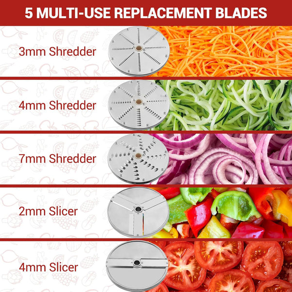 Sunzone J23A Commercial Food Processor,food Chopper With 3mm/4mm/7mm Shred And 2mm/4mm Slice, Stainless Steel Electric Vegetable Slicer For Hotel Kitchen Restaurant